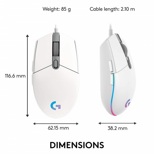 Logitech G102 LightSync RGB (Blanc) – Image 3